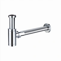 A-1030 Polished Chrome Wall Mount Brass Bottle Trap with Adjustable Threaded Pipe